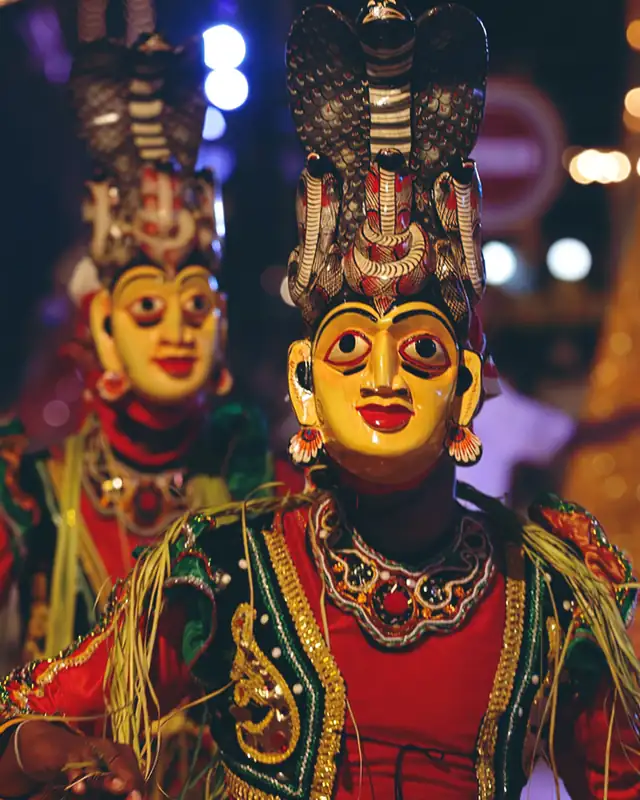 Traditional Sri Lankan masked dancers