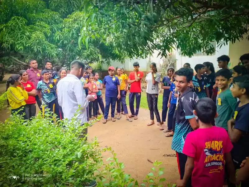 Students in a team game during a leadership day